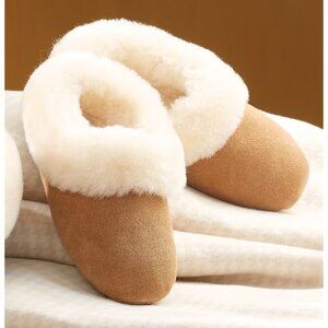 Women's Sheepskin Ballet Slippers Color: Chestnut